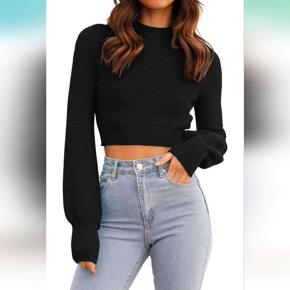 Amazon Zesica brand black cropped sweater